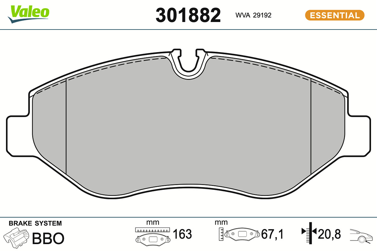 Jeu de 4 plaquettes de frein VALEO ref. 301882